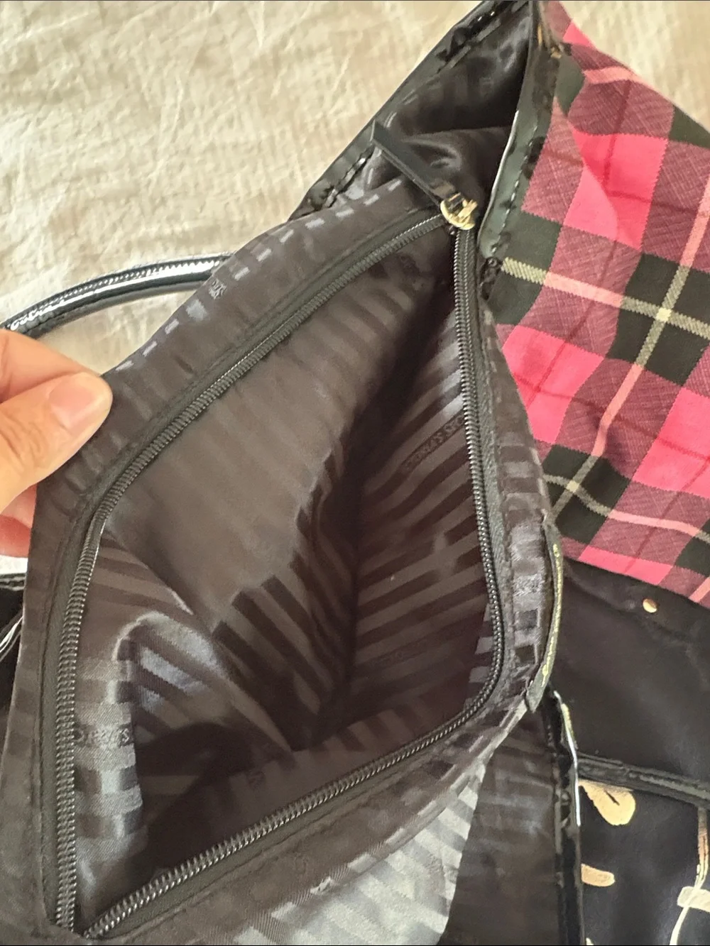 Victoria's Secret Black & Pink Plaid Tote Bag